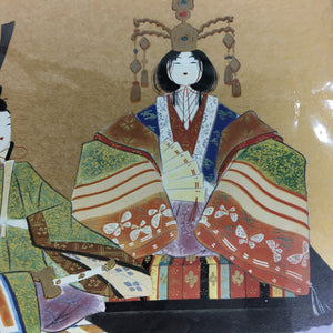 Japanese Art Board Vtg Shikishi Paper Printed Picture Hina Doll Gold Paper A393