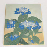 Japanese Art Board Vtg Shikishi Paper Printed Picture Mountain Hydrangea A343