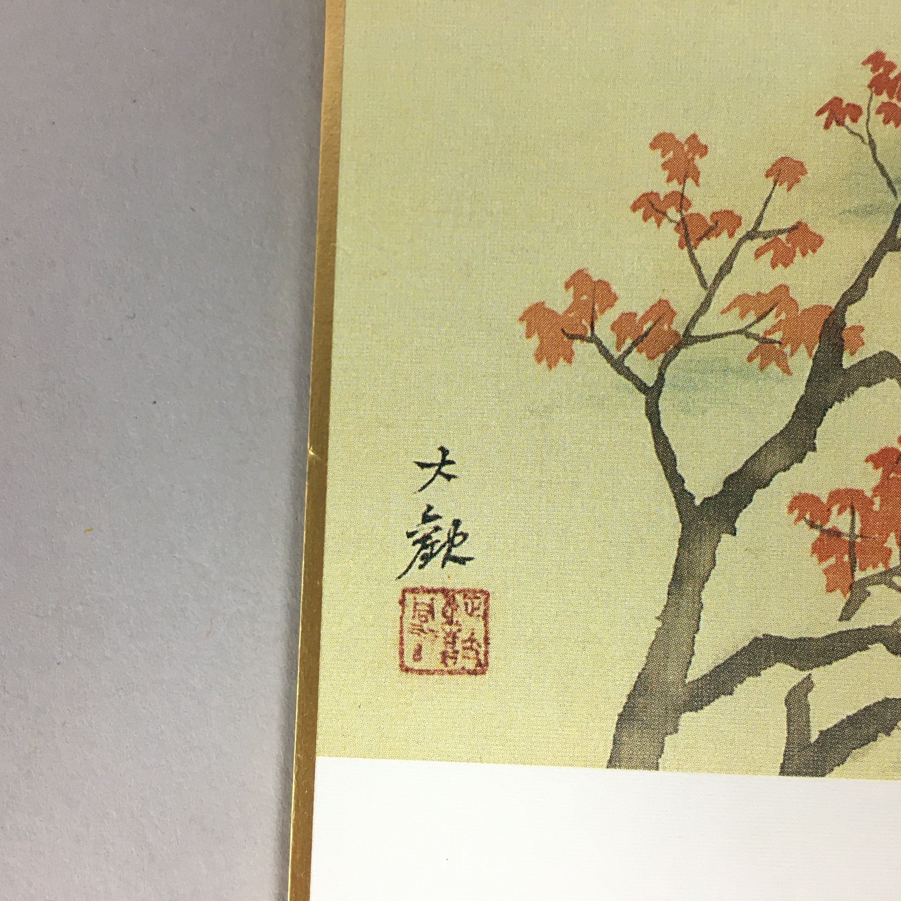 Japanese Art Board Vtg Shikishi Paper Printed Picture River Autumn Scenery A318