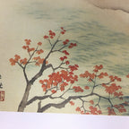 Japanese Art Board Vtg Shikishi Paper Printed Picture River Autumn Scenery A318