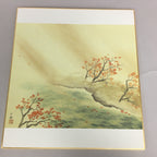 Japanese Art Board Vtg Shikishi Paper Printed Picture River Autumn Scenery A318