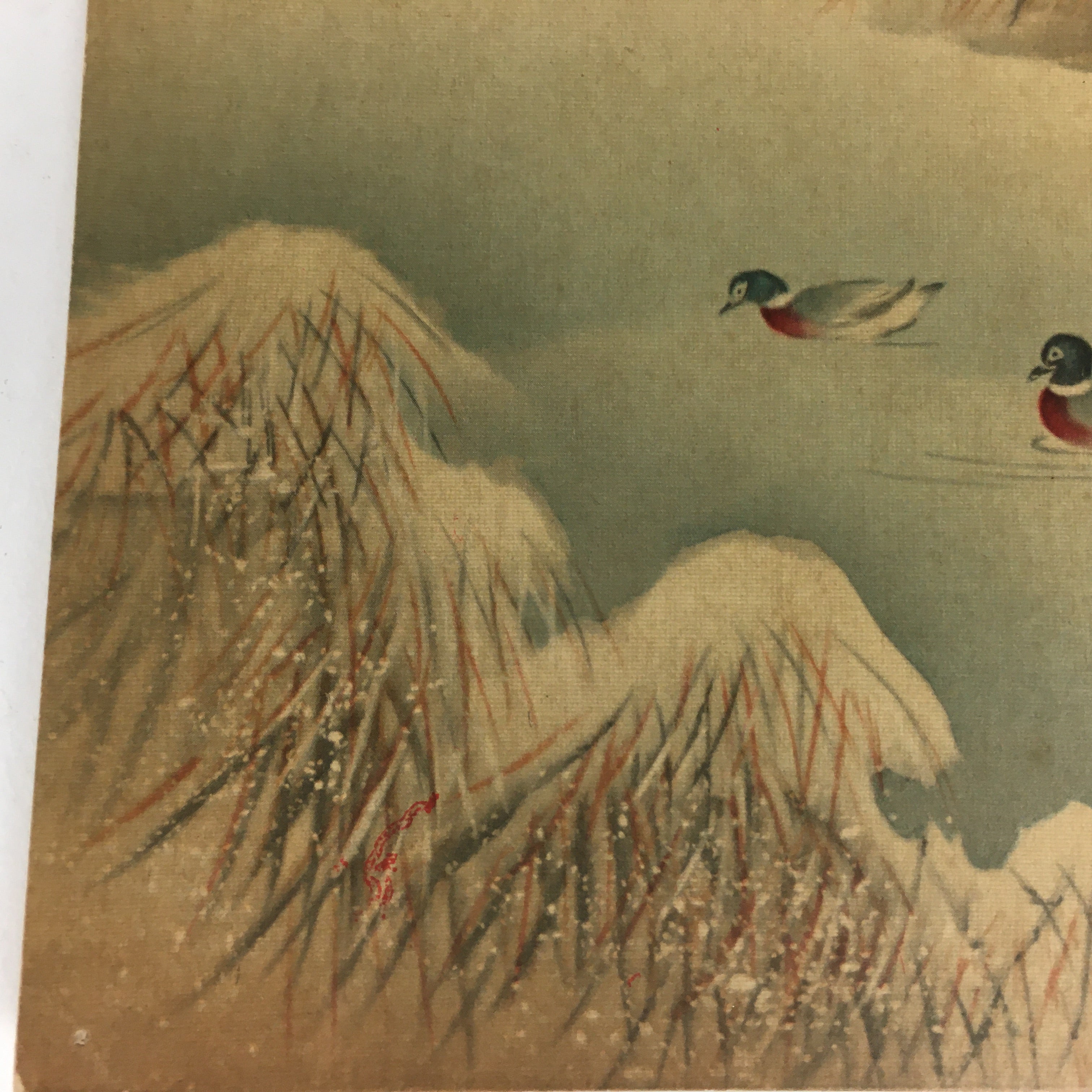 Japanese Art Board Vtg Shikishi Paper Printed Picture Spring Mountain A352