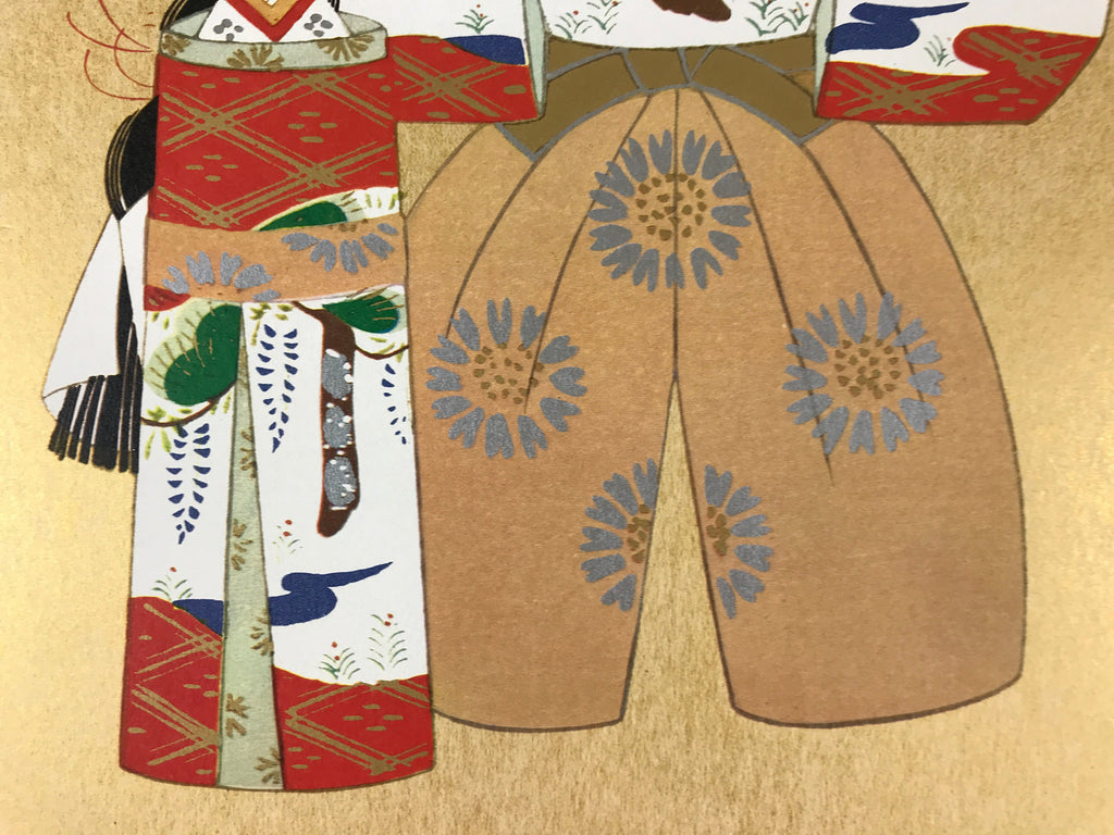 Japanese Art Board Vtg Shikishi Paper Printed Picture Tachi-Bina Hina doll A463