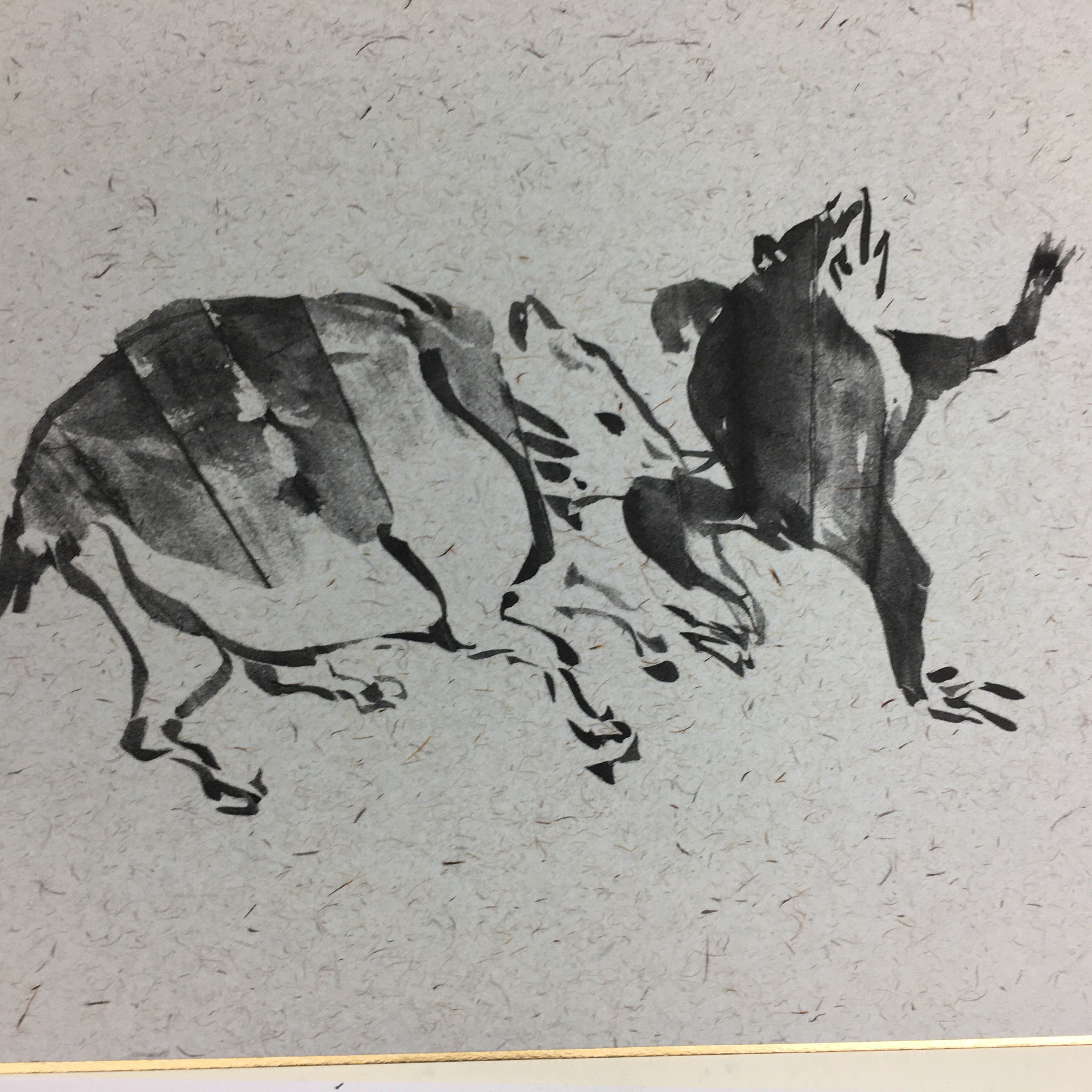 Japanese Art Board Vtg Shikishi Paper Printed Picture Zodiac Symbol Boar A401