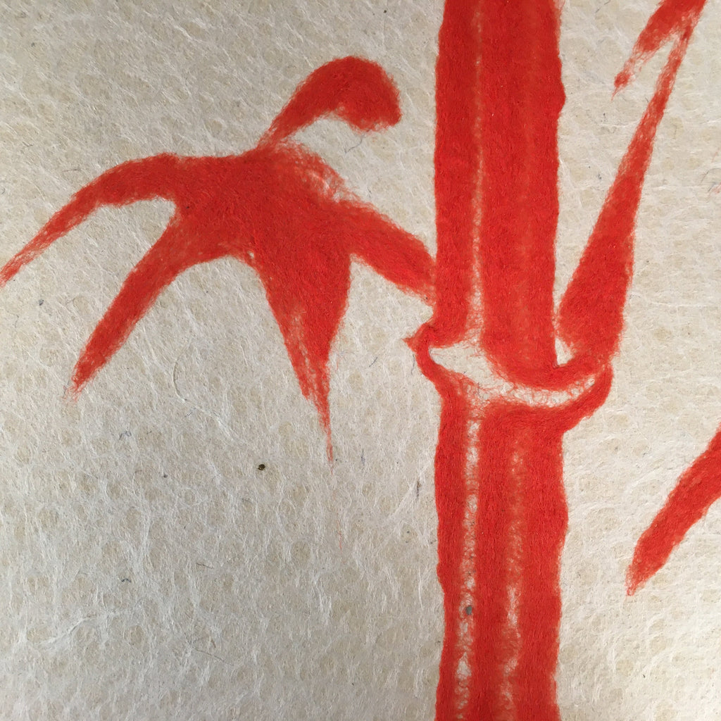 Japanese Art Paper Vtg Shikishi Red Bamboo Lucky Motif Charm Washi A303