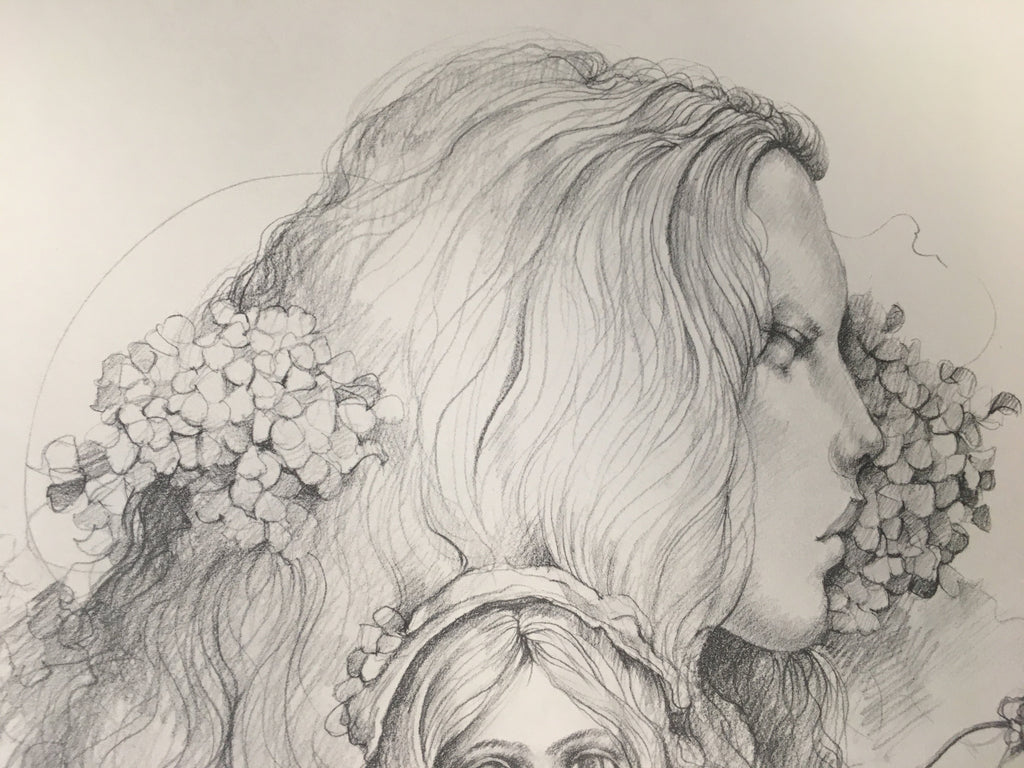 Japanese Art Print Sketching Drawing Woman Profile Dessins Vtg Pencil P278