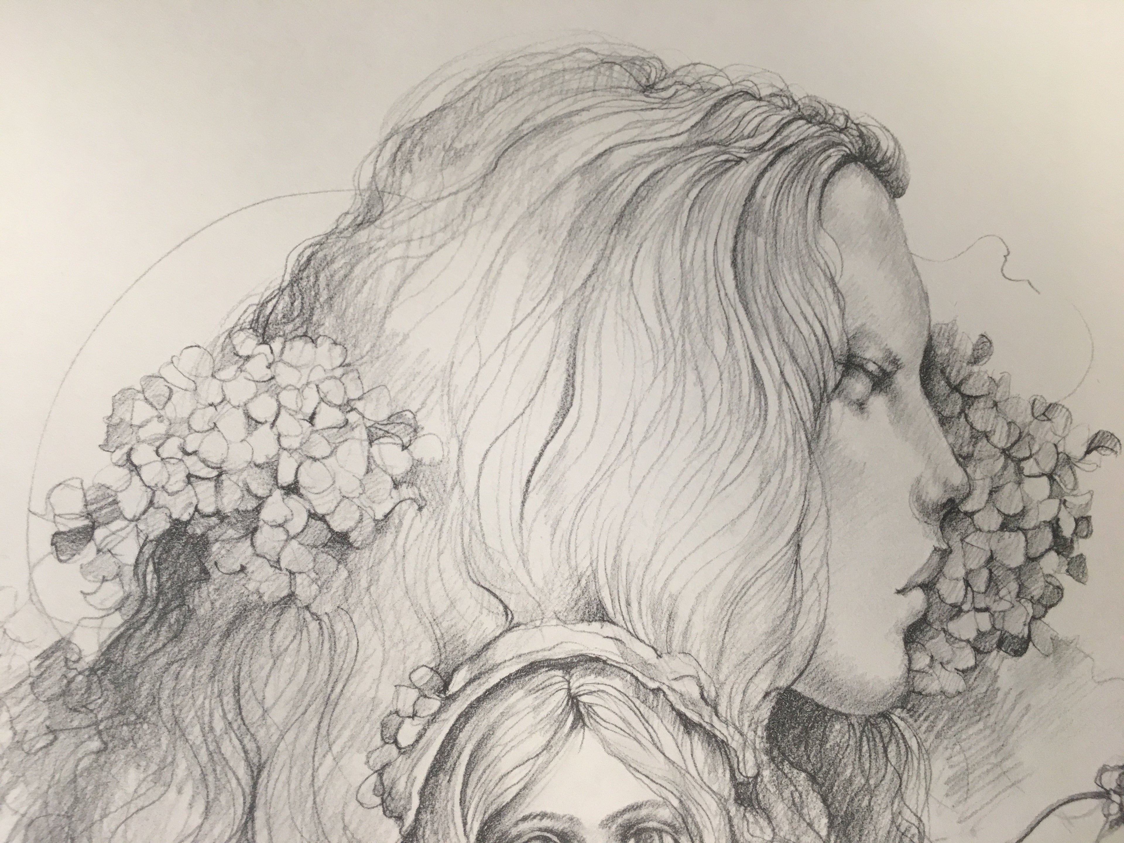 Japanese Art Print Sketching Drawing Woman Profile Dessins Vtg Pencil P278