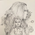 Japanese Art Print Sketching Drawing Woman Profile Dessins Vtg Pencil P278