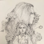 Japanese Art Print Sketching Drawing Woman Profile Dessins Vtg Pencil P278