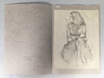 Japanese Art Print Sketching Drawing Woman Profile Dessins Vtg Pencil P279