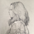 Japanese Art Print Sketching Drawing Woman Profile Dessins Vtg Pencil P281