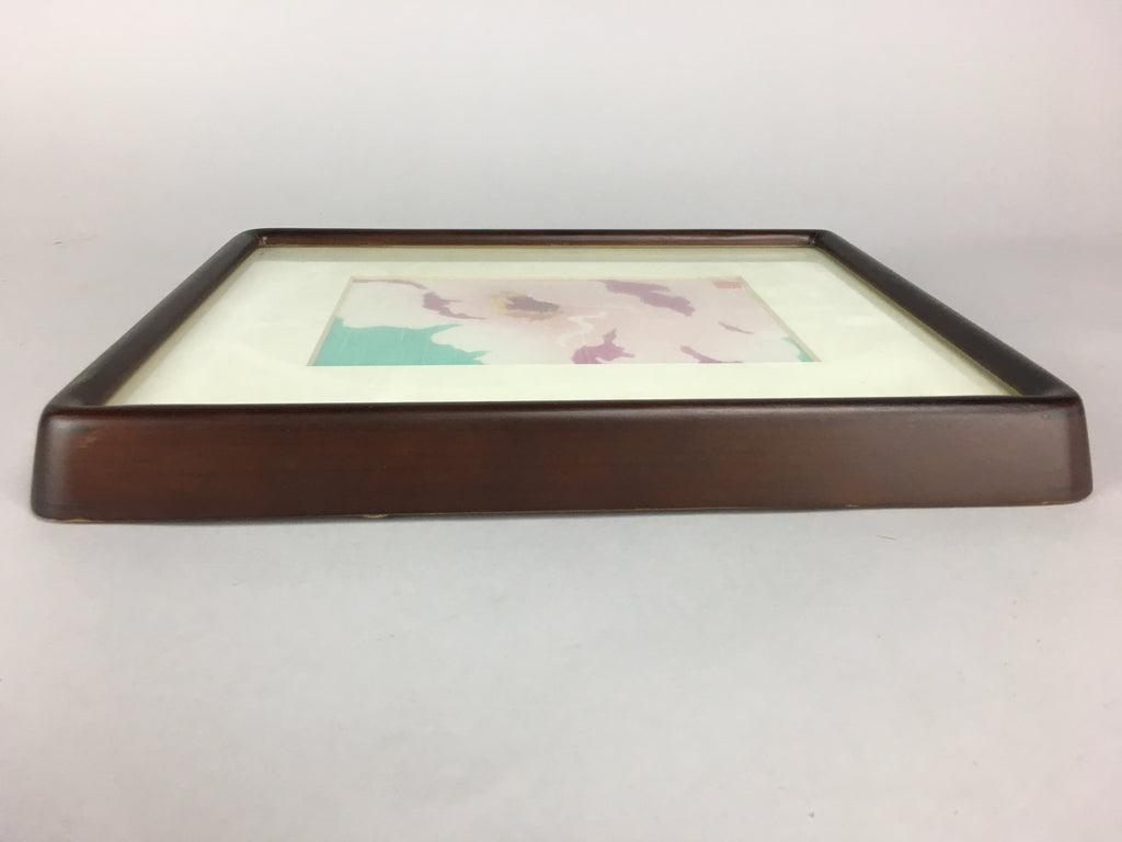 Japanese Art Print Vtg Framed Dyed Picture Pink Peony Flower JK186