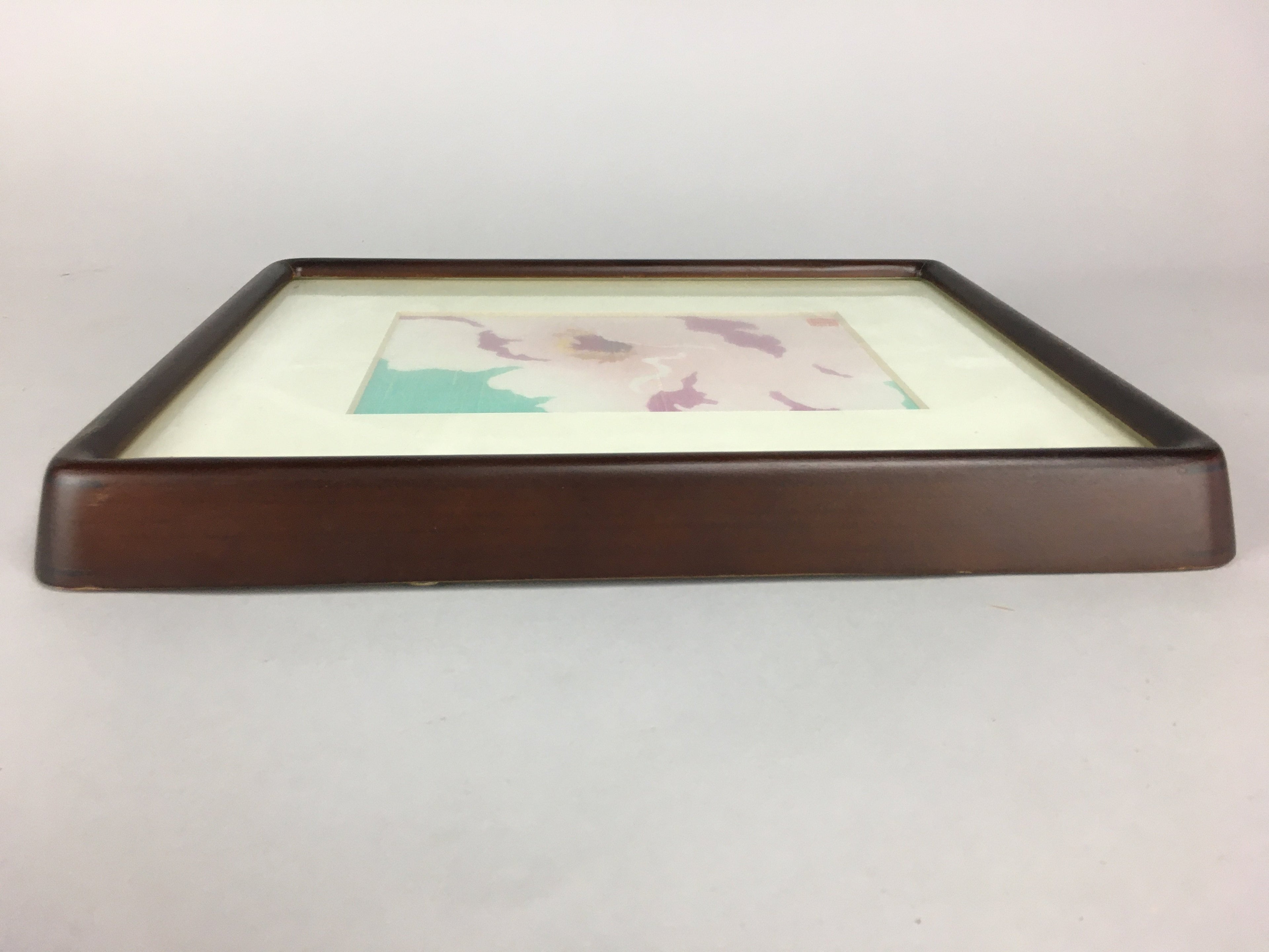 Japanese Art Print Vtg Framed Dyed Picture Pink Peony Flower JK186
