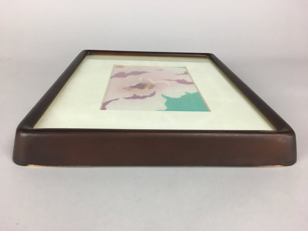 Japanese Art Print Vtg Framed Dyed Picture Pink Peony Flower JK186