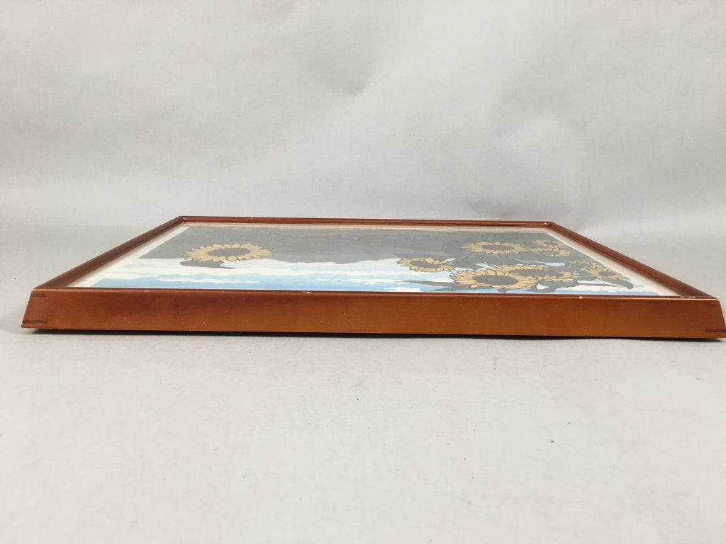 Japanese Art Print Woodblock Vtg Framed Hanga KIsokaido Mountain Sunflower JK179