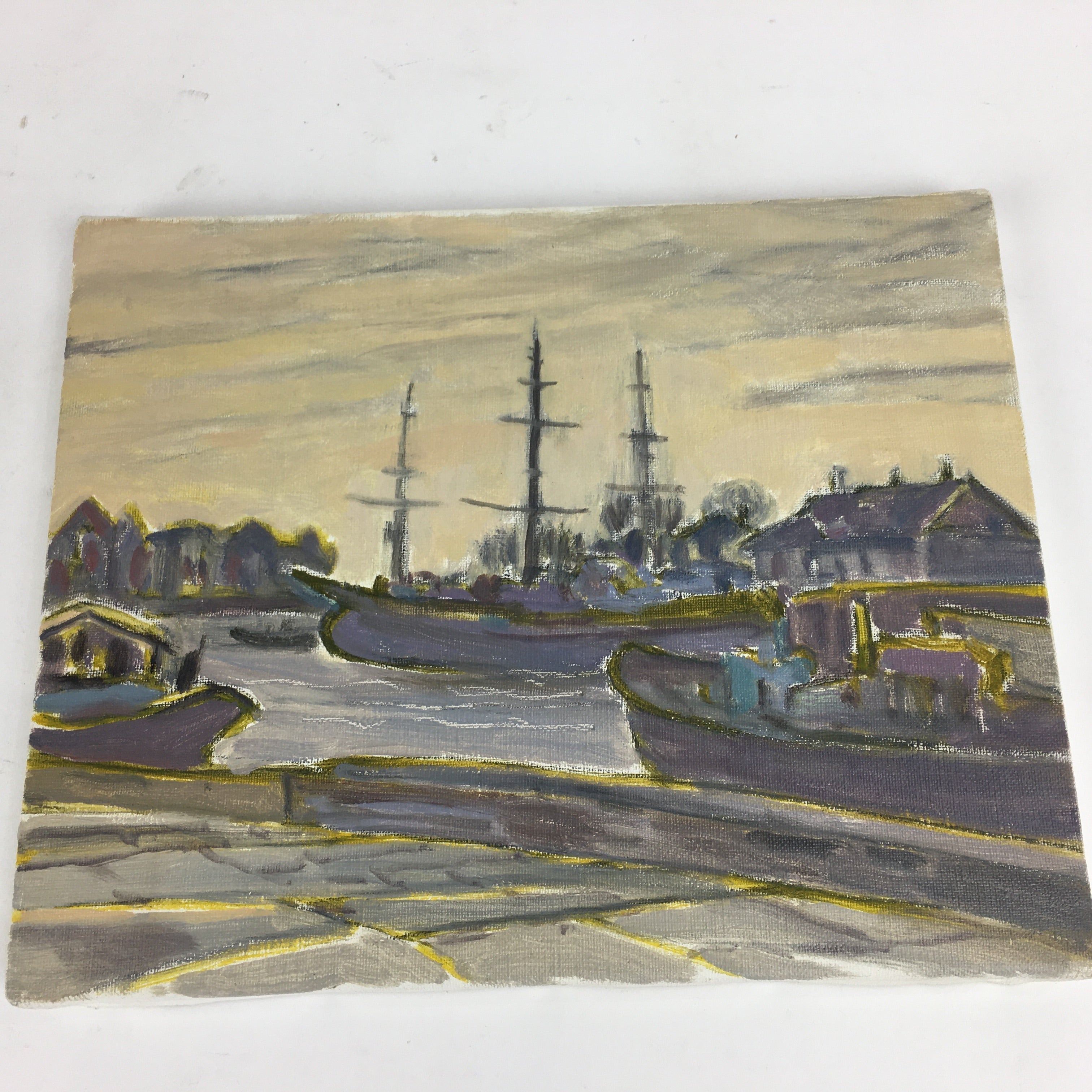 Japanese Art Seaside Scene Oil Painting Picture Unframed Yoshihiro Hagino FL42