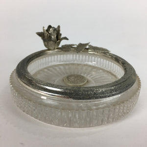 Japanese Ashtray Display Vtg Glass Metal Rose Coin Ornament Haizara JK202