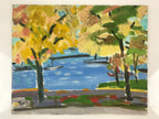 Japanese Autumn Lake View Oil Painting Original Signed Yoshihiro Hagino FL170
