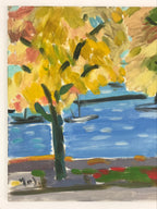Japanese Autumn Lake View Oil Painting Original Signed Yoshihiro Hagino FL170