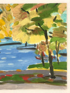 Japanese Autumn Lake View Oil Painting Original Signed Yoshihiro Hagino FL170