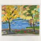Japanese Autumn Lake View Oil Painting Original Signed Yoshihiro Hagino FL170