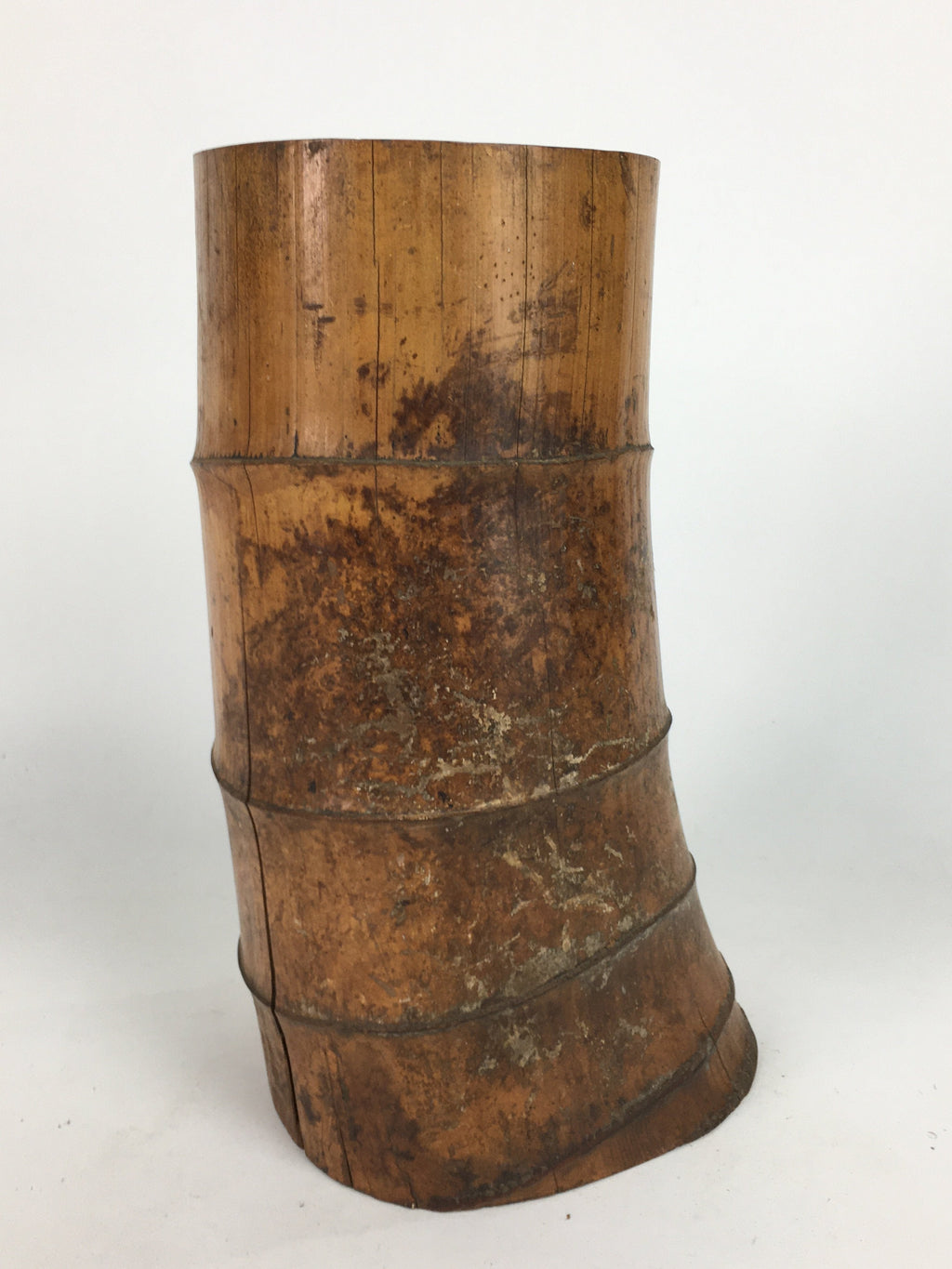 Japanese Bamboo Ashtray Vtg Bamboo Stump Ornament Display Haizara JK226
