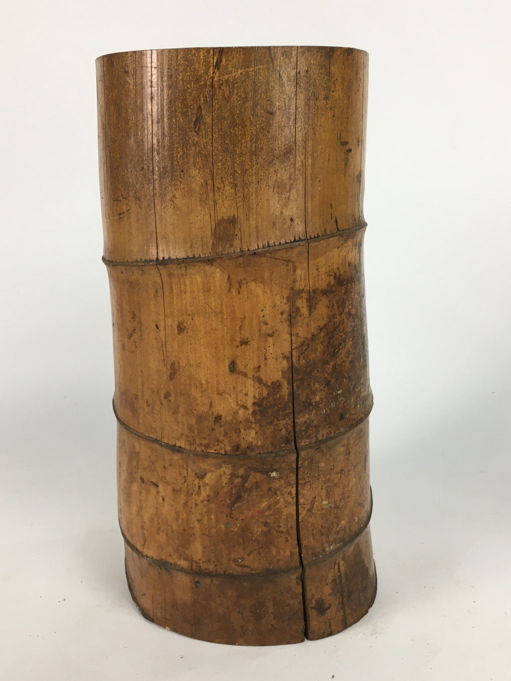 Japanese Bamboo Ashtray Vtg Bamboo Stump Ornament Display Haizara JK226