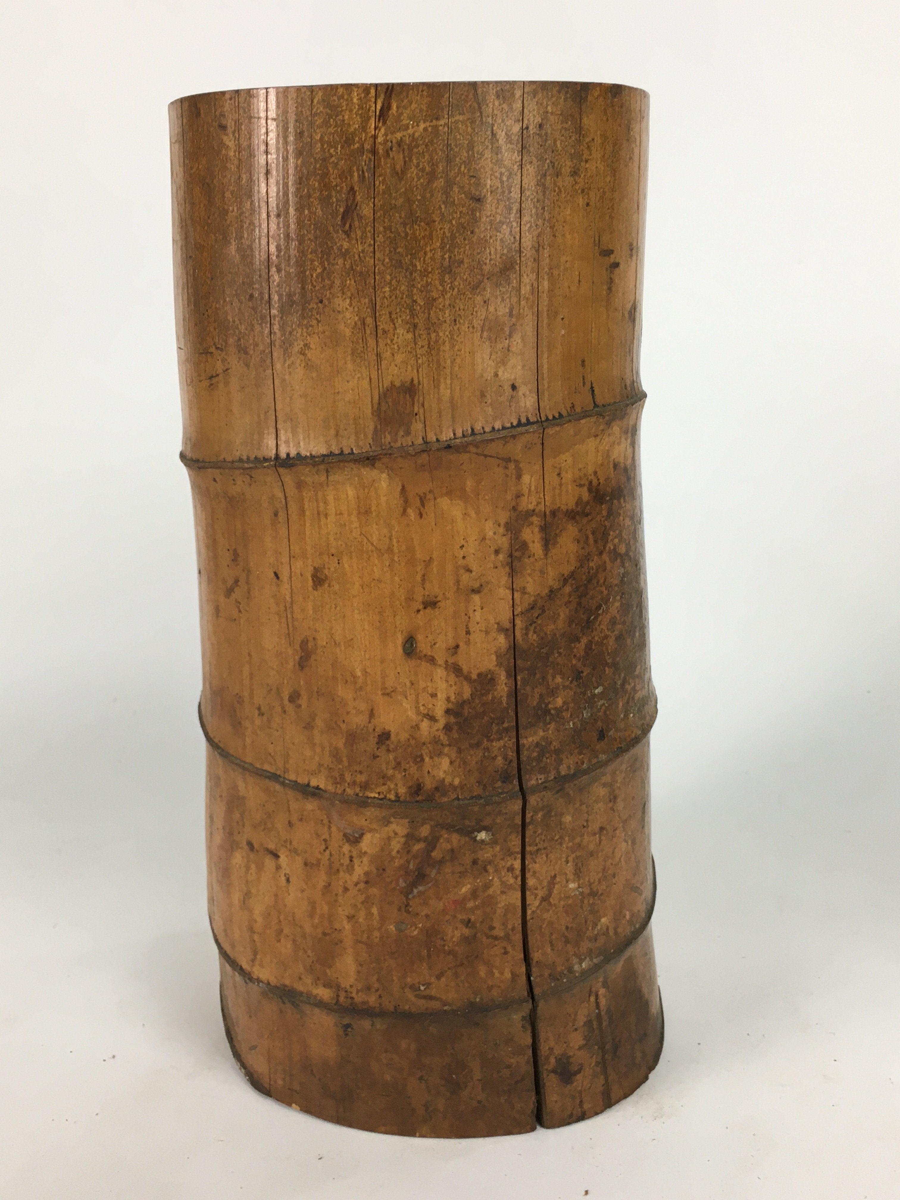 Japanese Bamboo Ashtray Vtg Bamboo Stump Ornament Display Haizara JK226