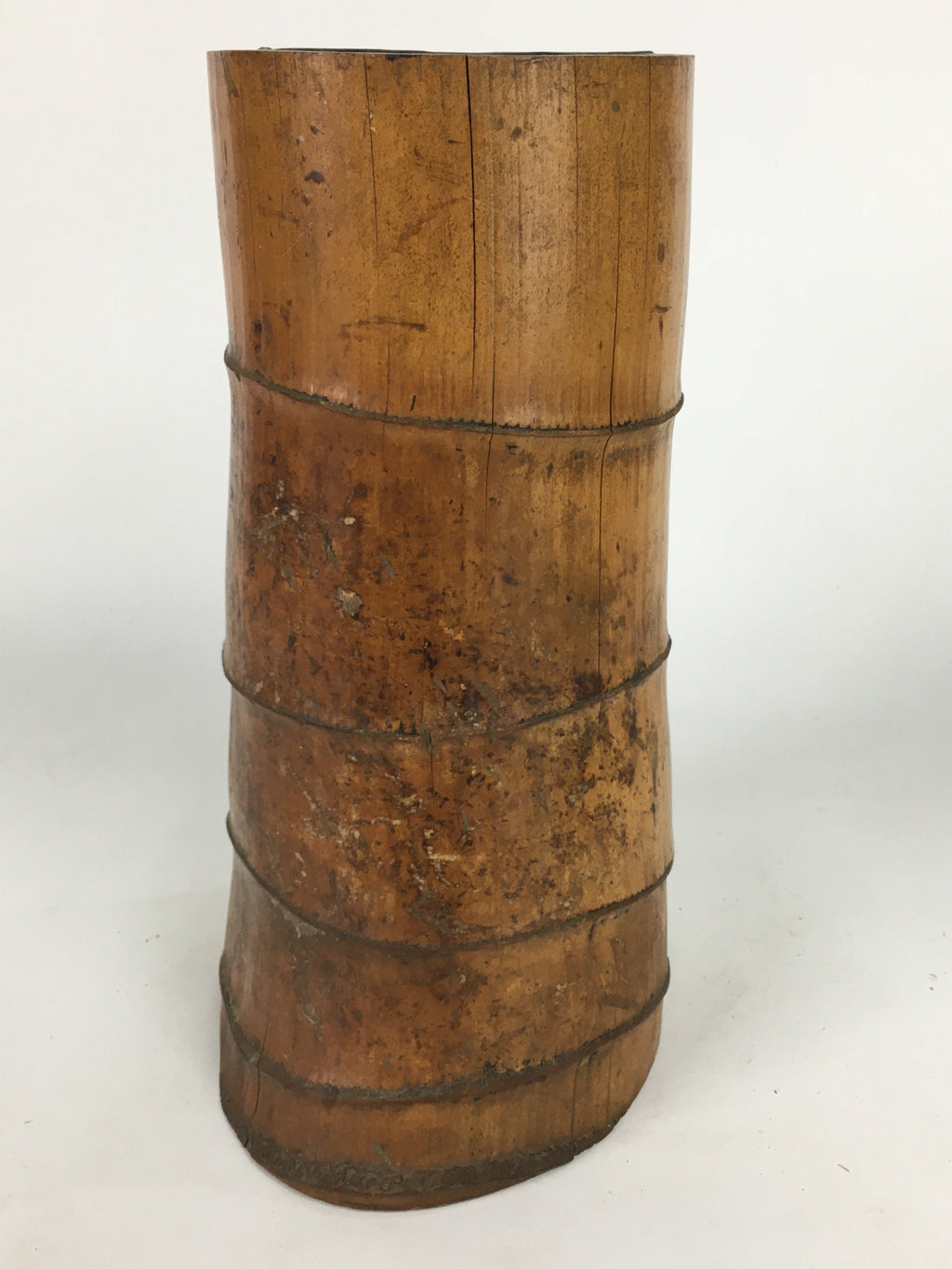 Japanese Bamboo Ashtray Vtg Bamboo Stump Ornament Display Haizara JK226