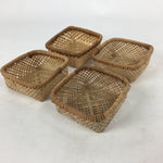 Japanese Bamboo Basket 4pc Set Vtg Natural Square Kago Zaru 11 cm Wide B177