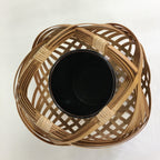 Japanese Bamboo Basket Ceramic Vase Vtg Flower Arrangement Ikebana FFV914