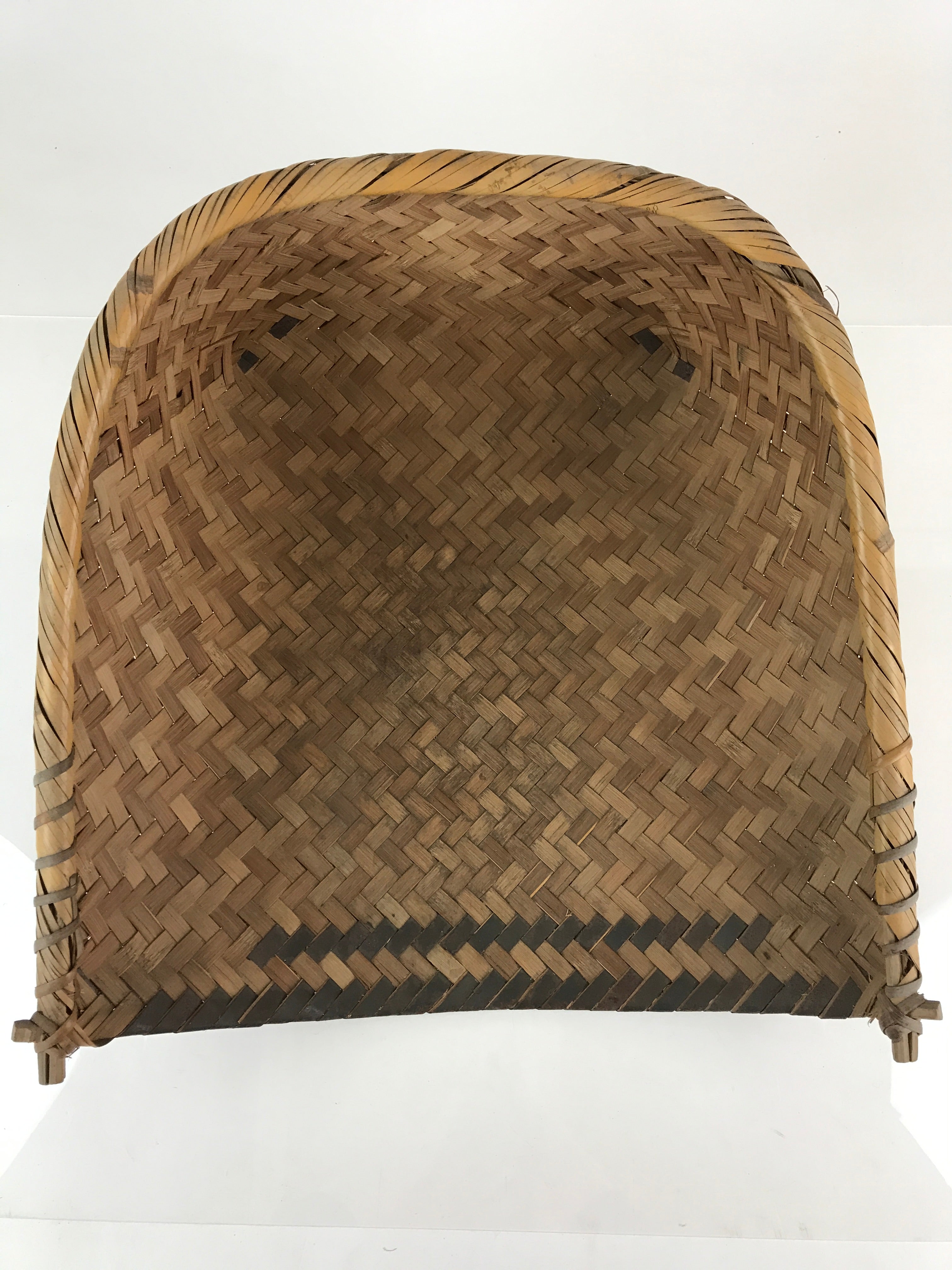 Japanese Bamboo Basket Dustpan Vtg Mino-Sakari Chiritori Brown B196