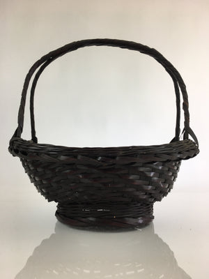 Japanese Bamboo Basket Kago Vtg Ikebana Flower Arrangement Brown B202