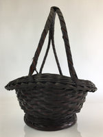 Japanese Bamboo Basket Kago Vtg Ikebana Flower Arrangement Brown B202