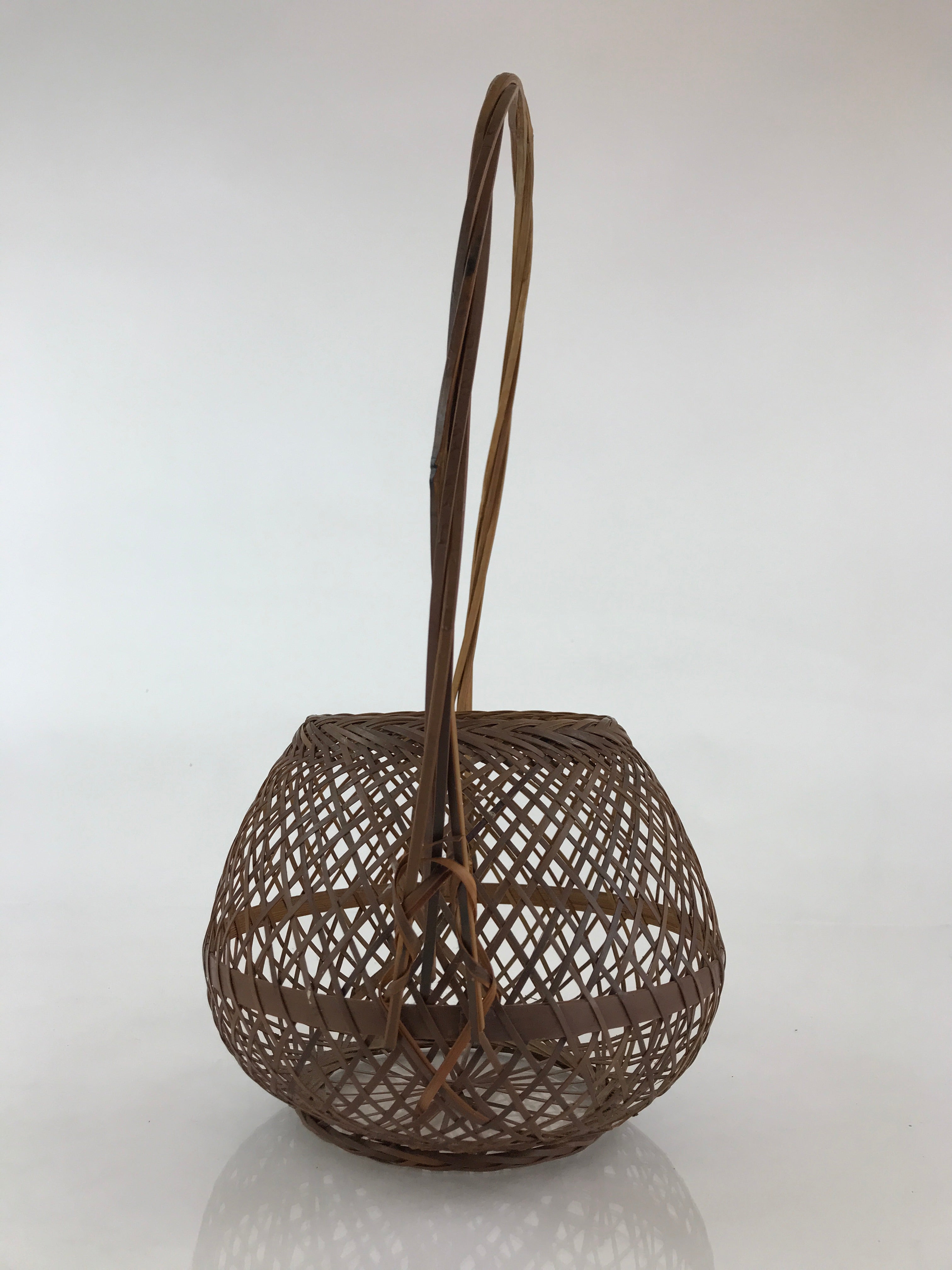 Japanese Bamboo Basket Kago Vtg Ikebana Flower Arrangement Kado Brown B209