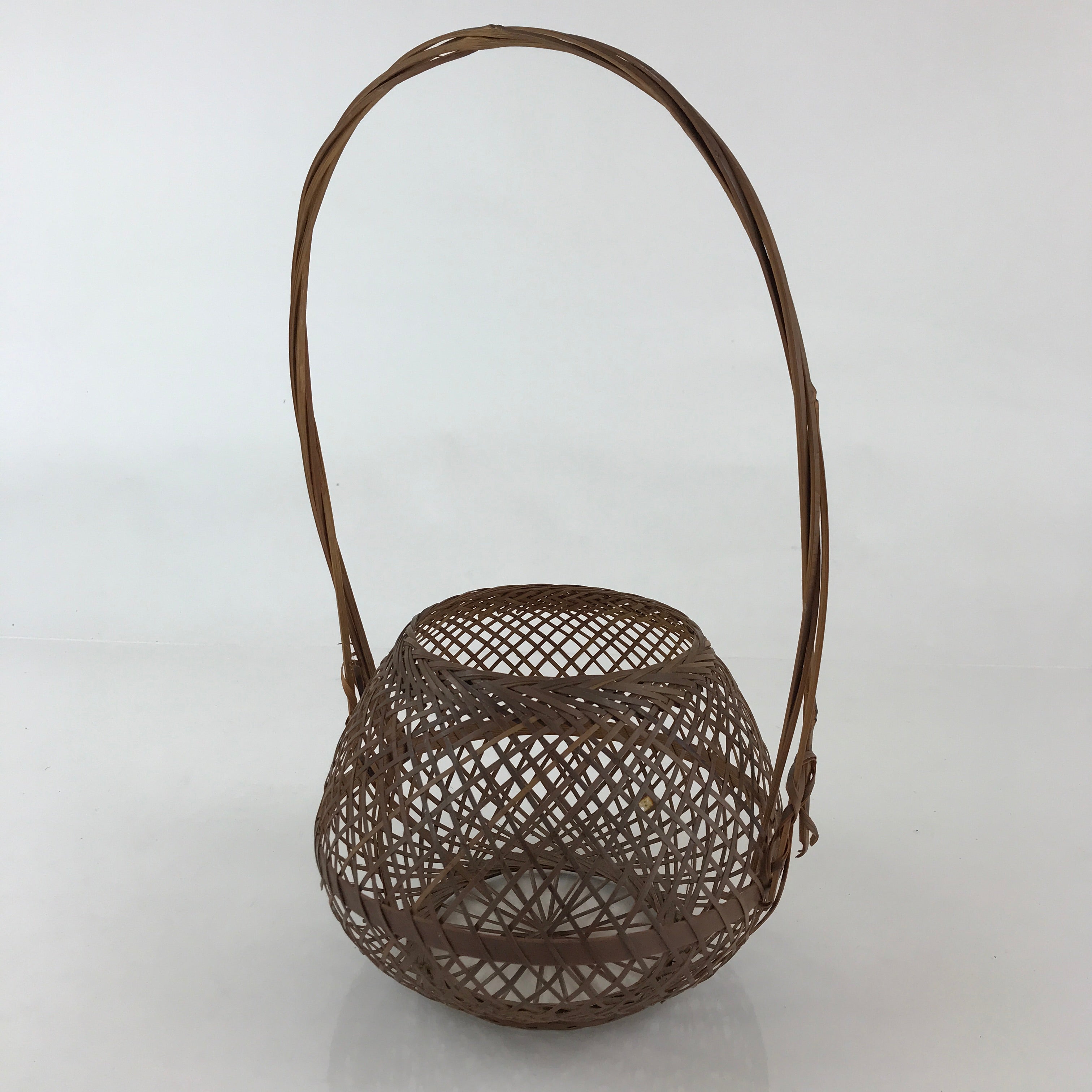 Japanese Bamboo Basket Kago Vtg Ikebana Flower Arrangement Kado Brown B209