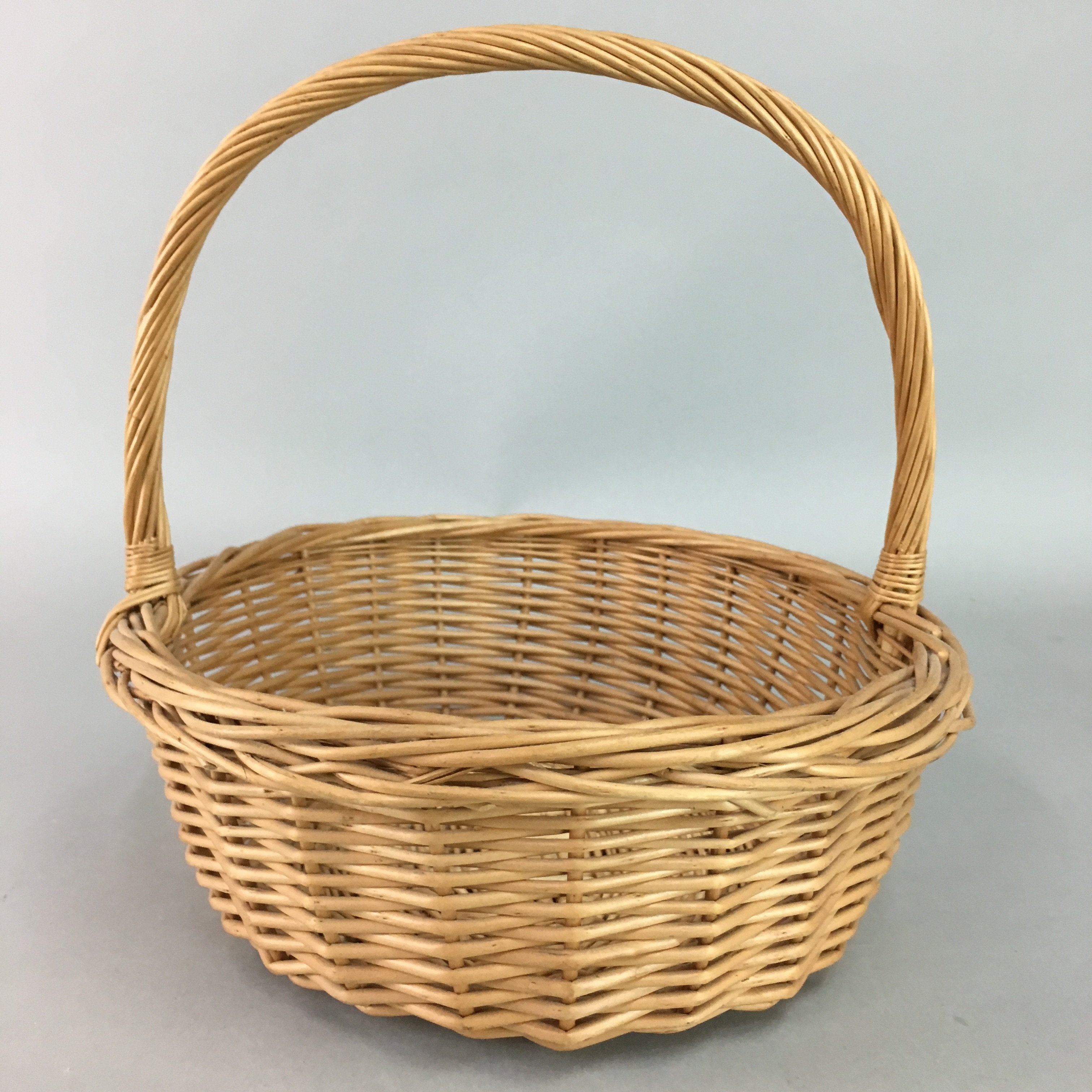 Japanese Bamboo Basket Vase Vtg Ikebana Flower Arrangement Kado Kago B104