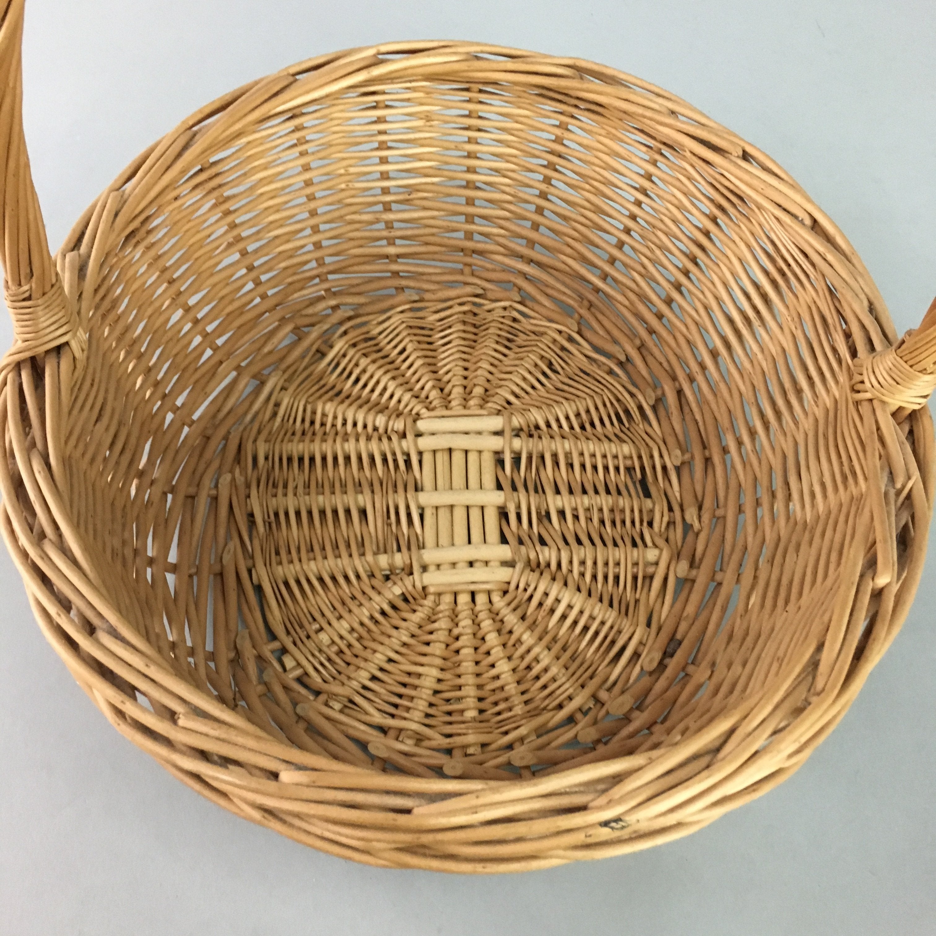 Japanese Bamboo Basket Vase Vtg Ikebana Flower Arrangement Kado Kago B104