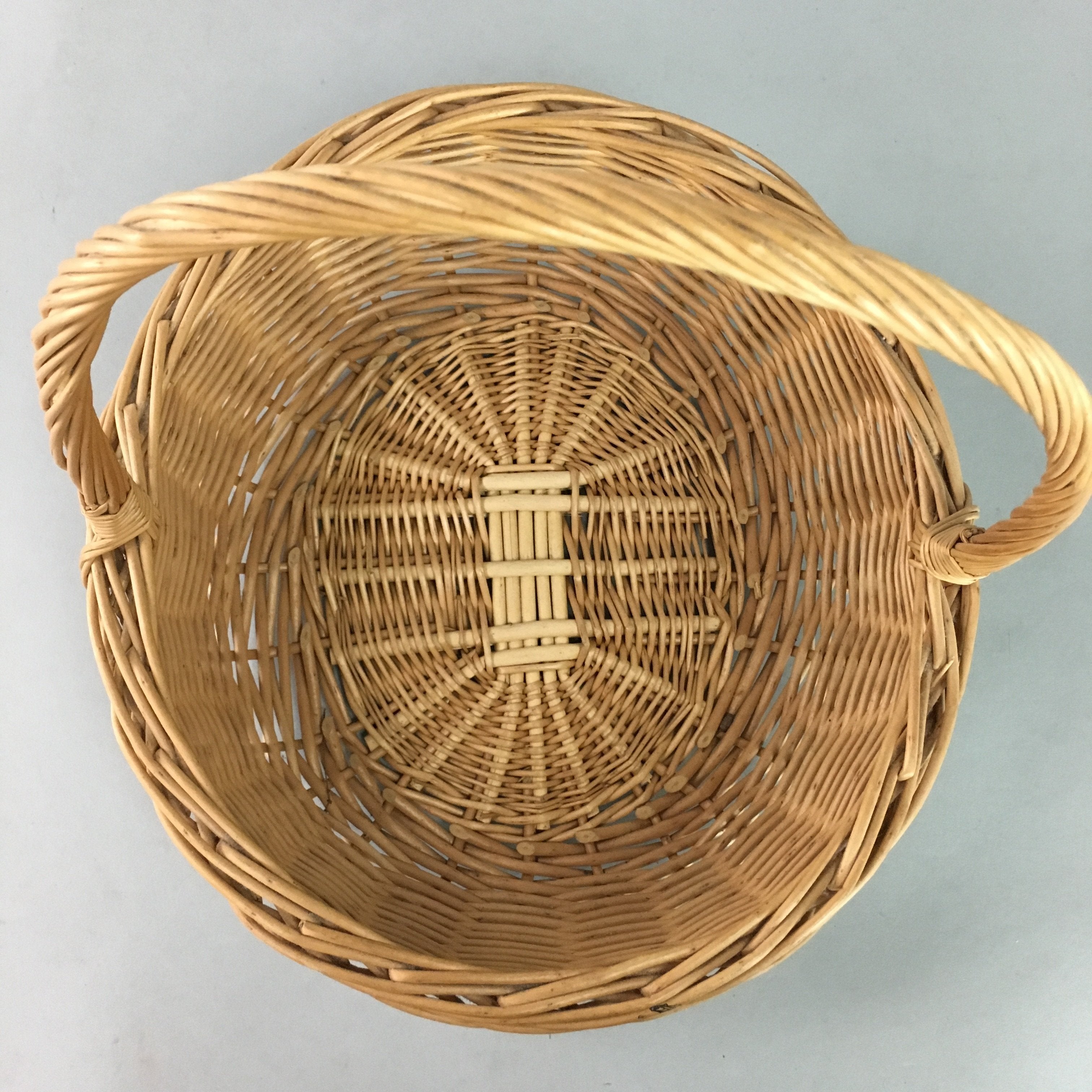 Japanese Bamboo Basket Vase Vtg Ikebana Flower Arrangement Kado Kago B104