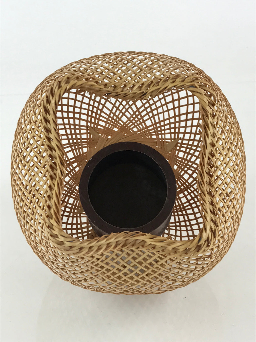 Japanese Bamboo Basket Vase Vtg Kago Ikebana Flower Arrangement Kado PX660