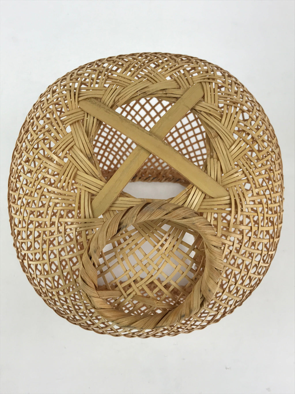 Japanese Bamboo Basket Vase Vtg Kago Ikebana Flower Arrangement Kado PX660