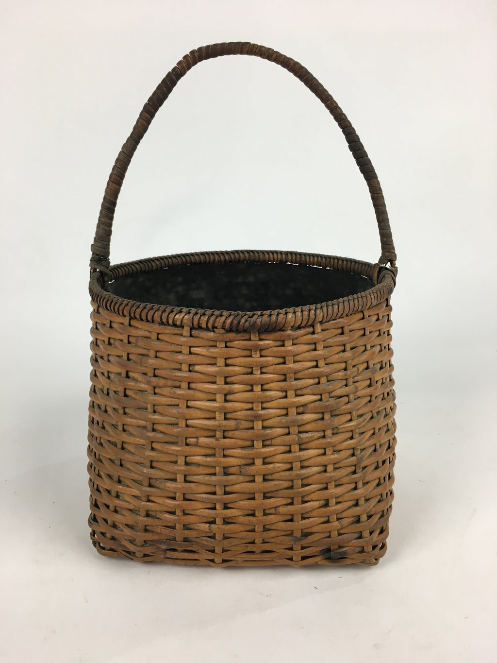 Japanese Bamboo Basket Vtg Charcoal basket Tea Ceremony Sumitori Kago B176