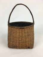 Japanese Bamboo Basket Vtg Charcoal basket Tea Ceremony Sumitori Kago B176