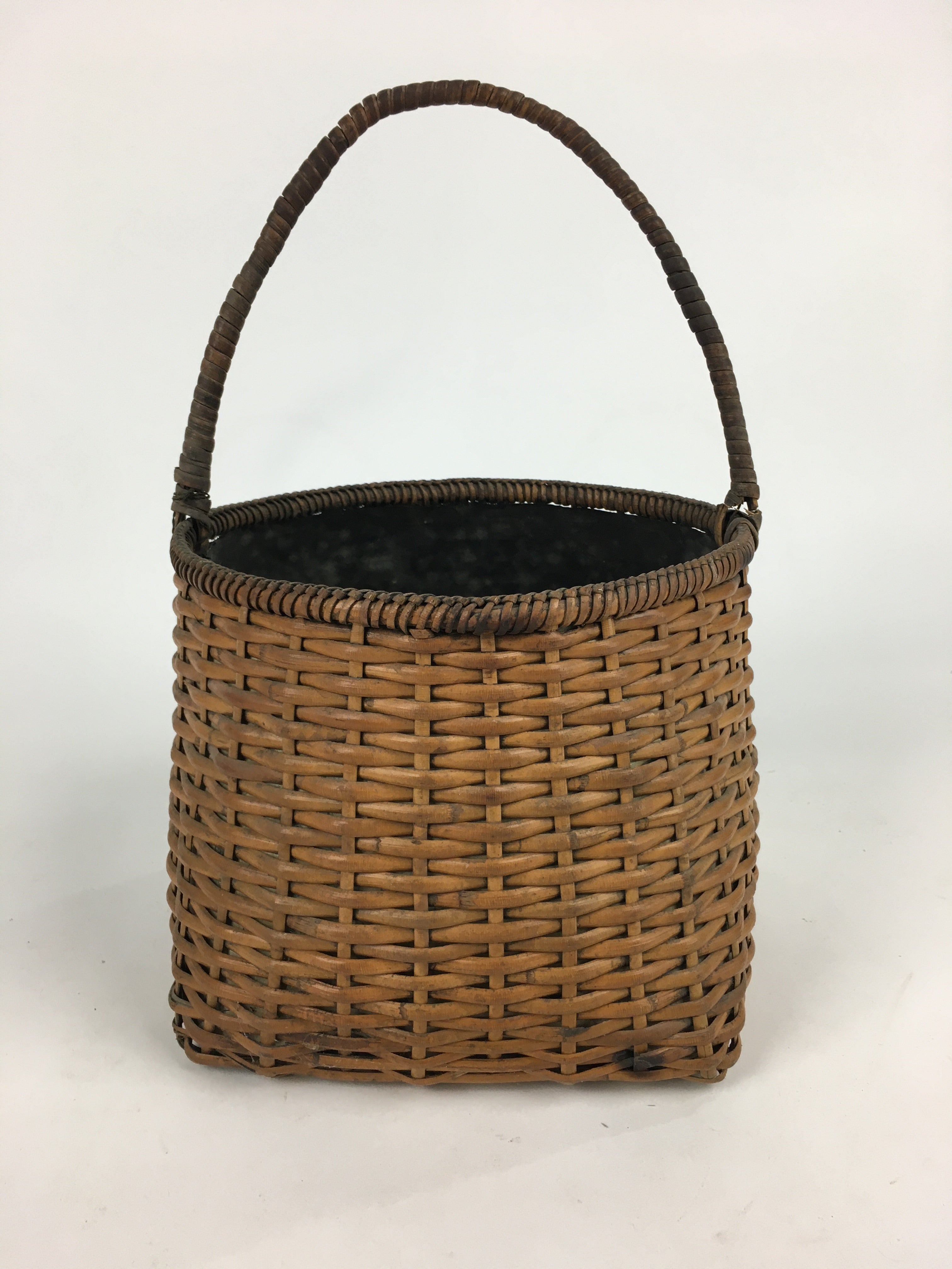 Japanese Bamboo Basket Vtg Charcoal basket Tea Ceremony Sumitori Kago B176