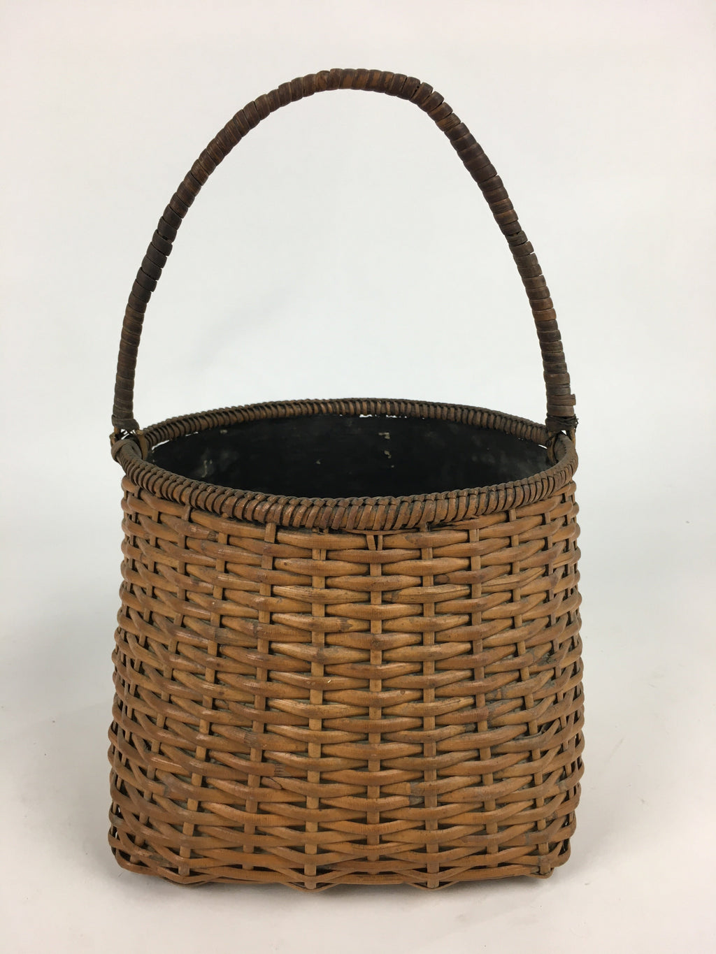 Japanese Bamboo Basket Vtg Charcoal basket Tea Ceremony Sumitori Kago B176