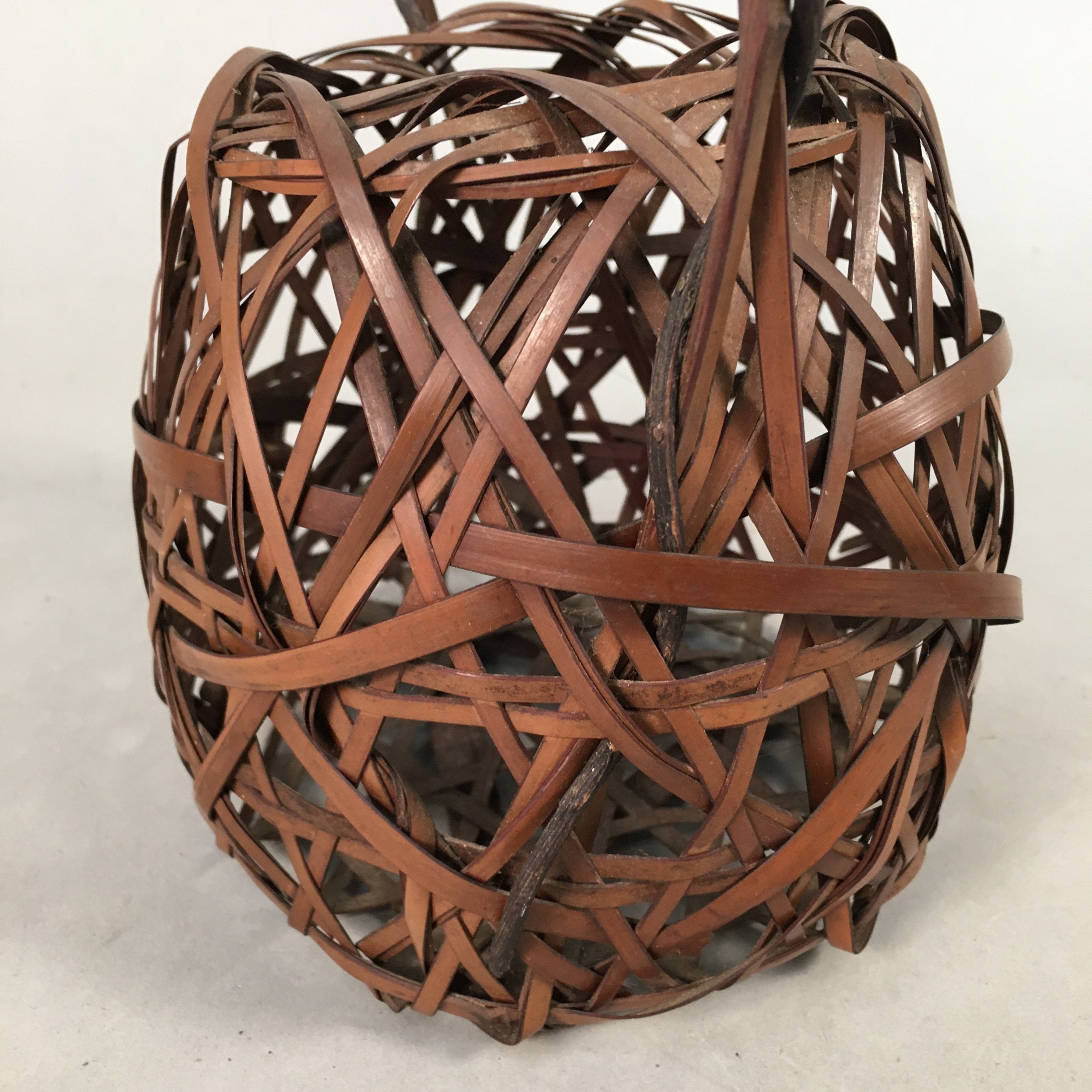 Japanese Bamboo Basket Vtg Flower Vase Ikebana Arrangement Kado B130