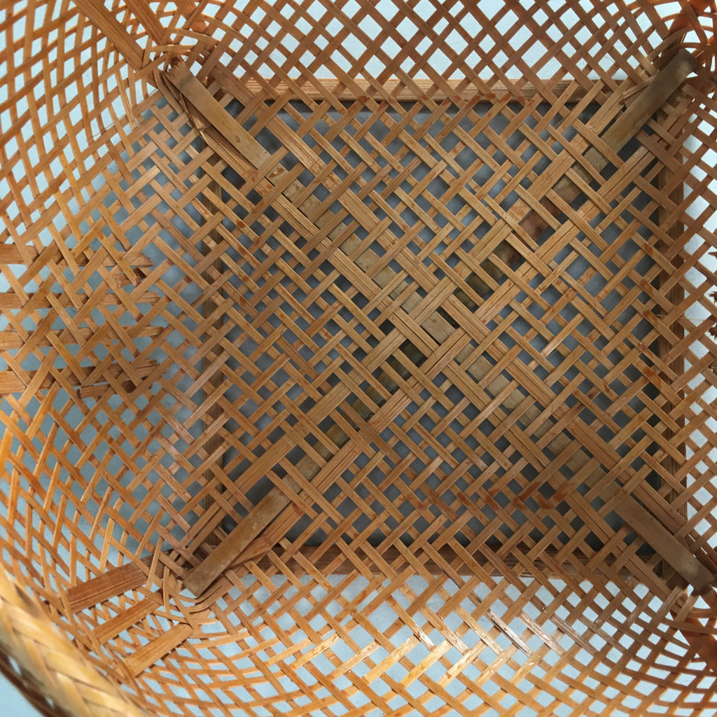 Japanese Bamboo Basket Vtg Flower Vase Ikebana Arrangement Kado B134
