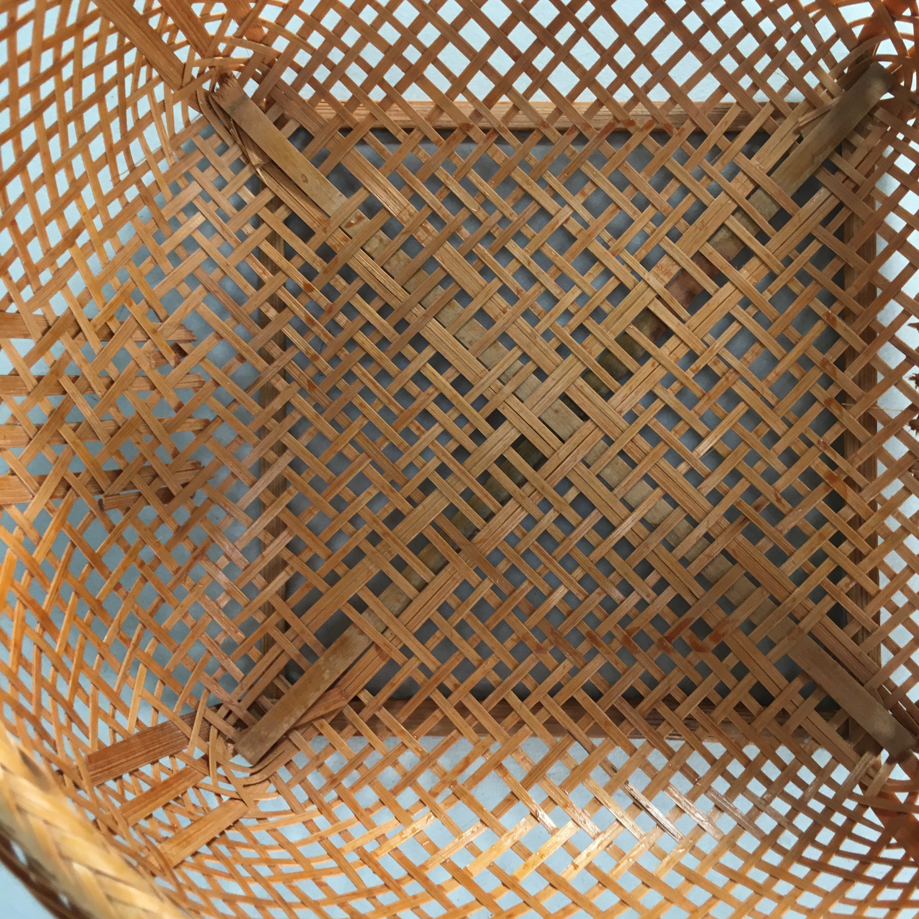 Japanese Bamboo Basket Vtg Flower Vase Ikebana Arrangement Kado B134