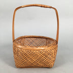 Japanese Bamboo Basket Vtg Flower Vase Ikebana Arrangement Kado B135
