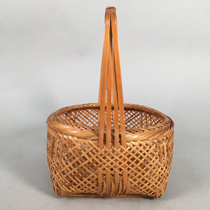 Japanese Bamboo Basket Vtg Flower Vase Ikebana Arrangement Kado B135